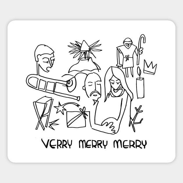 Ugly Cute Holiday Line Art Magnet by badlydrawnbabe